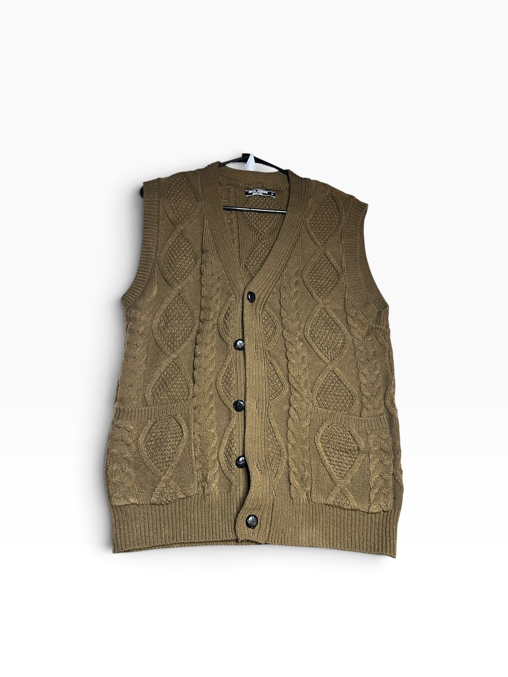Vintage Paul Jones Brown Cable Knit Sweater Vest- Grandpacore-Dark Academia